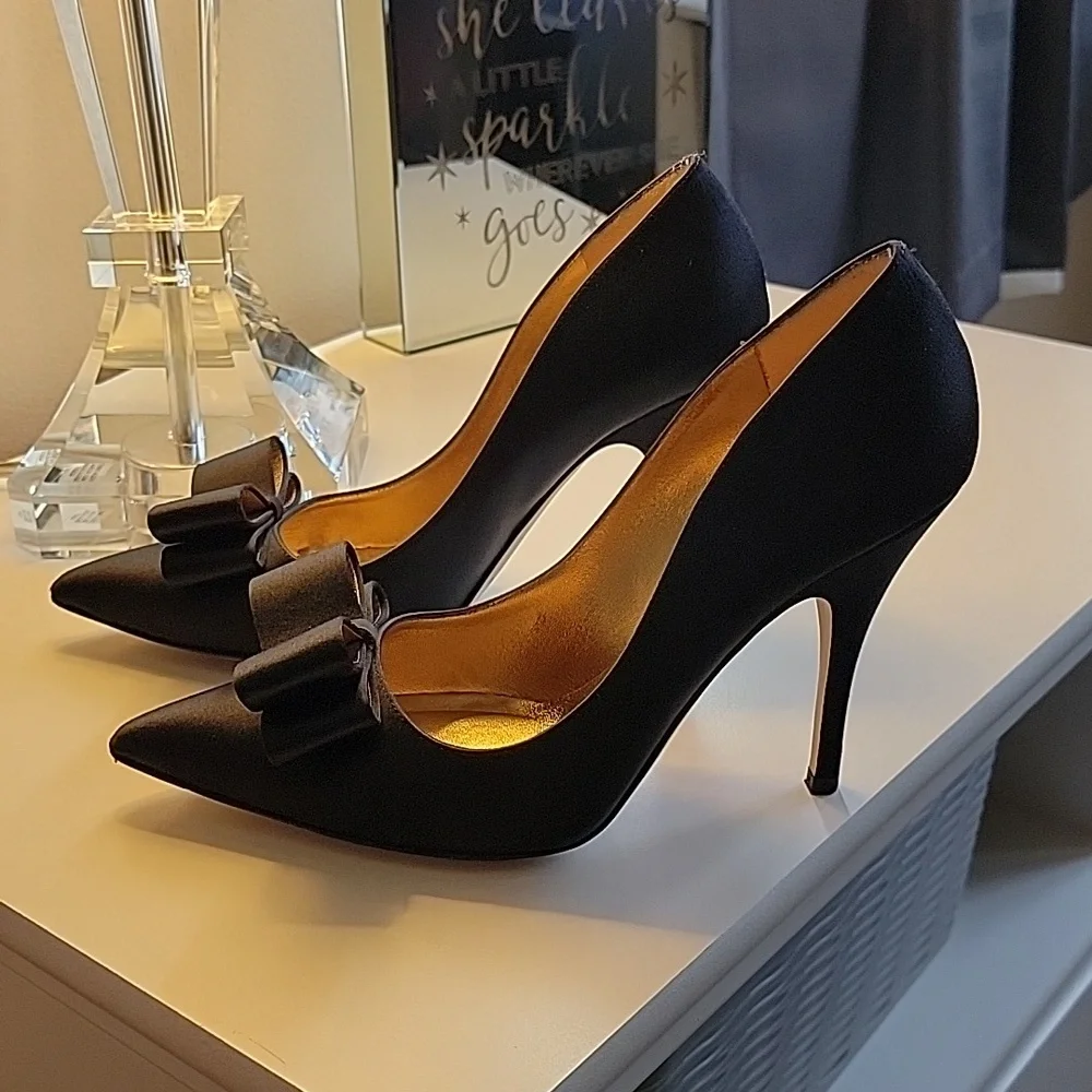 Kate Spade New York Satin Bow Pointy Heels Size 7.5 - Picture 2 of 6